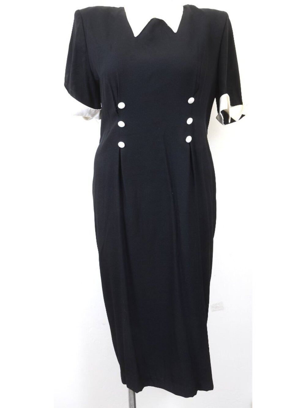 VTG Impulsive 80s PLUS Size 18 Nautical Blue Midi Dress Retro Pinup Made in USA